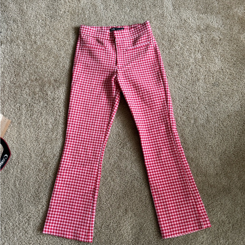 Gingham Zara trousers xs red pink